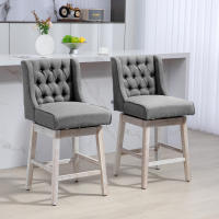 HOMCOM Juego de 2 Taburetes de Bar con Respaldo, Giratorios 180°, Taburetes Altos de Cocina con Reposapiés, Patas de Madera, para Salón, Comedor - details 2