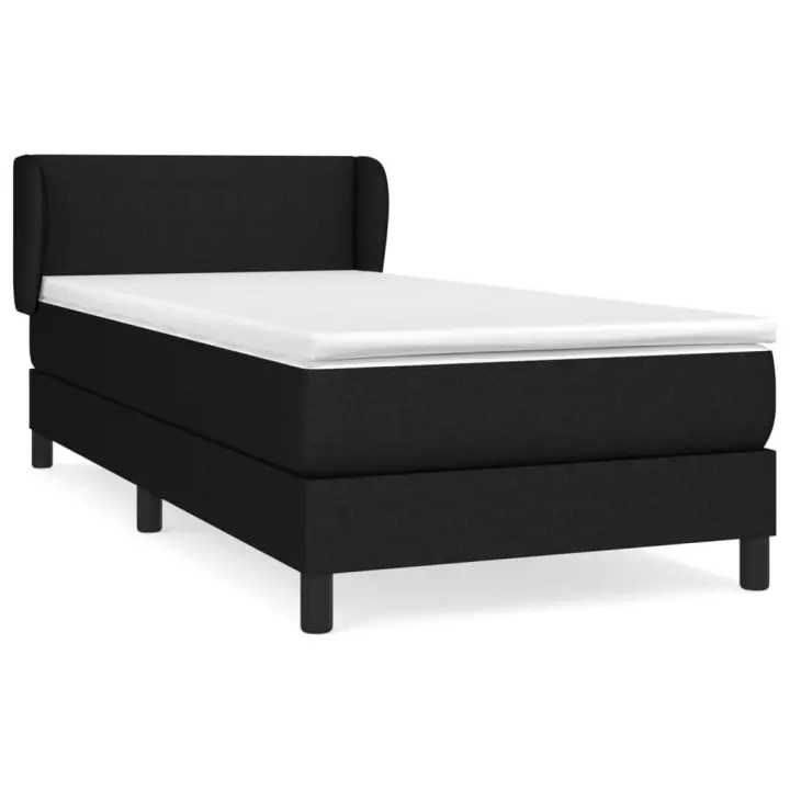 vidaXL Cama box spring con colchón tela negro 90x200 cm - 1