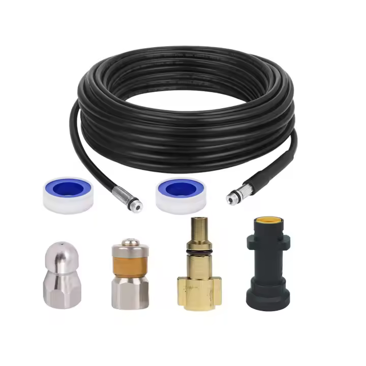 Kit de limpieza de desagües - Manguera de alcantarillado para hidrolimpiadoras a presión Kärcher K2, K3, K4, K5, K6, K7 y Lavor - 10M - Kit de limpieza de mangueras de alcantarillado - 1