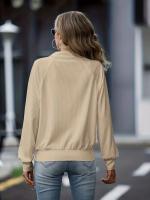 Chaqueta De Punto Para Mujer Casual De Otoño E Invierno Cuello V Manga Larga Suelta Color Sólido Con Cremallera Versátil - details 14