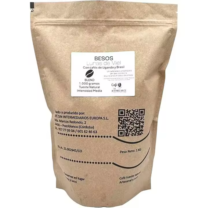 CAFE SIN INTERMEDIARIOS | Besos | Café Colombia 1Kg | Tostado semanal | Molido al envío | Intensidad media | Ideal con leche - 1