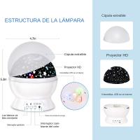 Proyector De Estrellas Nebulosa Para Niños Luz Nocturna Con Cable USB Cambio De Color 12 Colores Rotación 360 Grados Regalo Romántico Para Mujeres Y Niños - details 4
