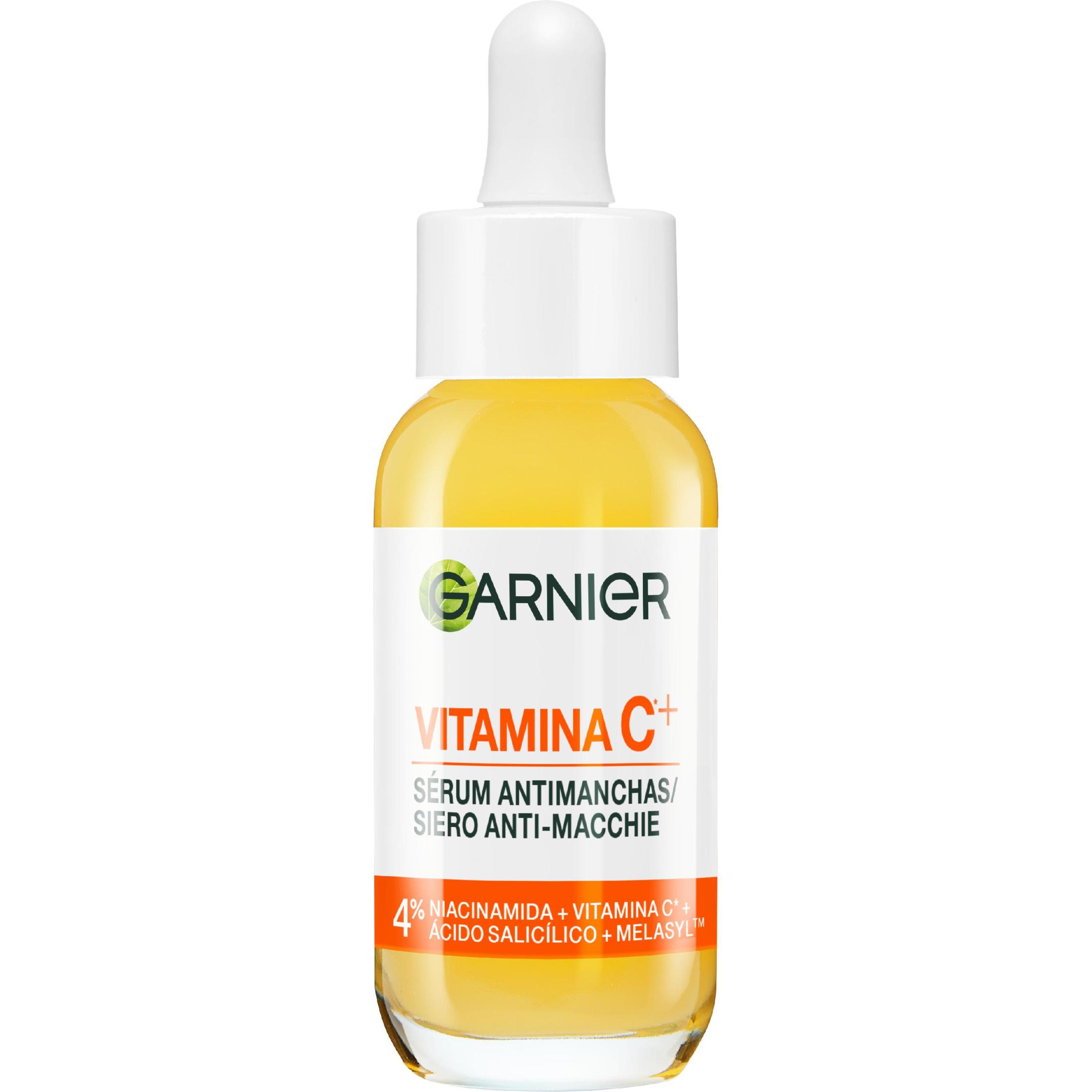 GARNIER | Sérum Anti Manchas con Vitamina C, Niacinamida y Ácido salicílico. Reduce un 43% la intensidad de las manchas oscuras incluso marcas de acné en solo 8 semanas y aporta luminosidad. Eficacia aprobada por laboratorios