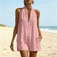 Traje De Baño Casual De Verano 2026 Para Mujer Estilo Vacacional Con Cuello En V Y Diseño De Hombros Colgantes Ropa De Polyester Tamaño Adecuado Para Edad Media - details 7