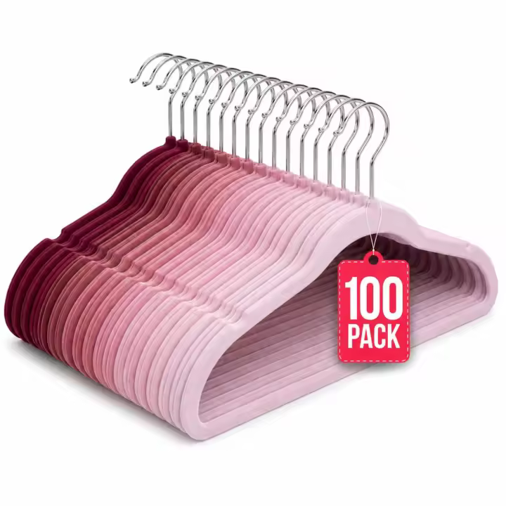 COM-FORT HOUSE Perchas de Terciopelo Antideslizantes Varios colores y tamaños – Ultrafinas Ahorra Espacio – Gancho Giratorio 360° – Perchas para Ropa, Trajes, Vestidos y Camisas - 1