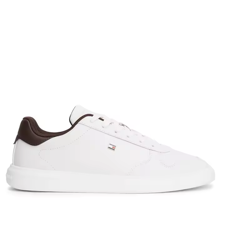 Zapatillas Tommy Hilfiger de mujer blancas de piel con detalles marrones - 1