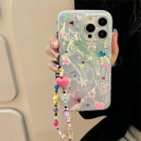 Funda De Teléfono Estrellada Y Corazón En Colores Coreano Para iPhone 17 Air 16 15 14 12 13 11 pro Max Con Cadena Resistente Al Choque Y Duro - details 1