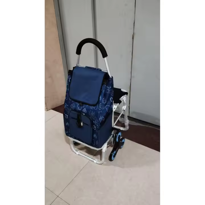 Carro de la compra de 6 ruedas plegable con asiento 10 Azul Marino - 1