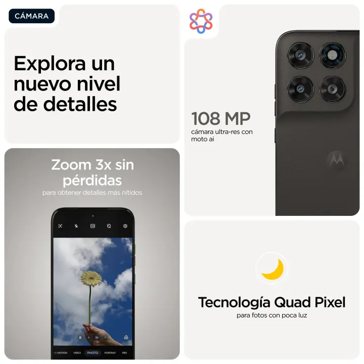 Smartphone Motorola moto g77 256 GB 8 GB RAM 6,8" 5G Brilla sin límites Brilla sin límites USB Tipo C Personalidad Pantone Negro - 1