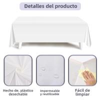 Mantel De Plástico PE Blanco 220x130cm Para BBQ Fiesta Elegante Bodas Suministros De Fiesta Desechable Estilo Simple - details 3