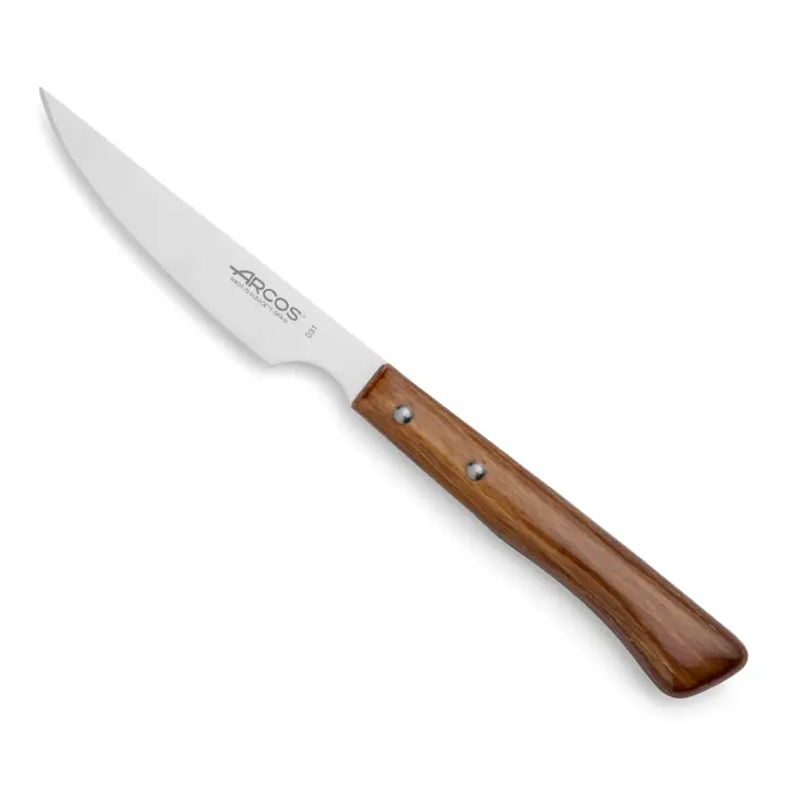 Arcos Cuchillo Chuletero de Mesa - Hoja de Acero Inoxidable NITRUM 110 mm - Mango de Madera Comprimida - Ideal para Carnes - Serie Cuchillos de Mesa - 1