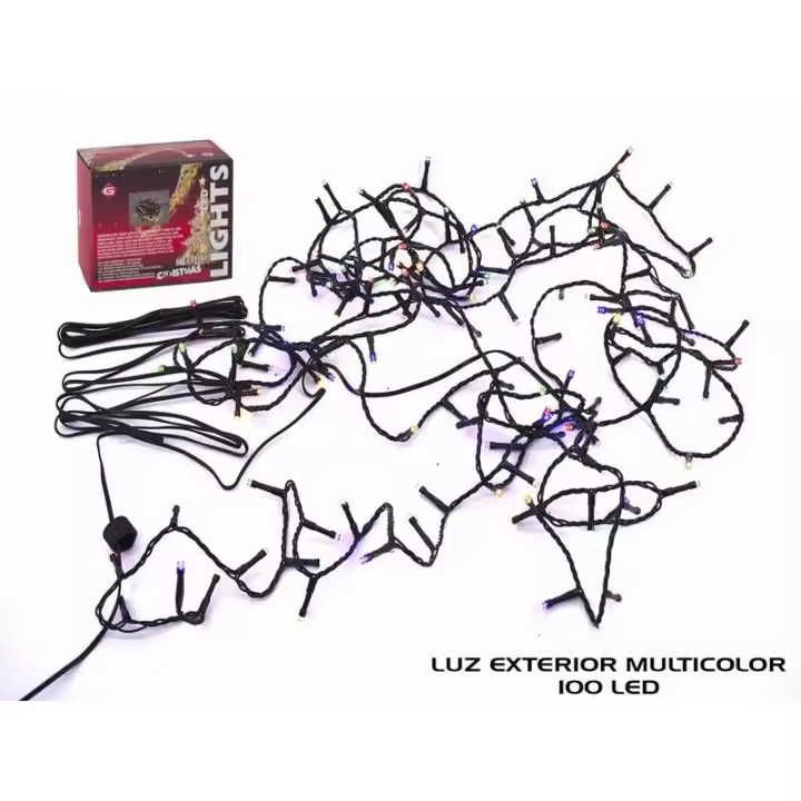 Guirnalda cordón LED uso doméstico 100 leds multicolor exterior 5+5 metros - 1