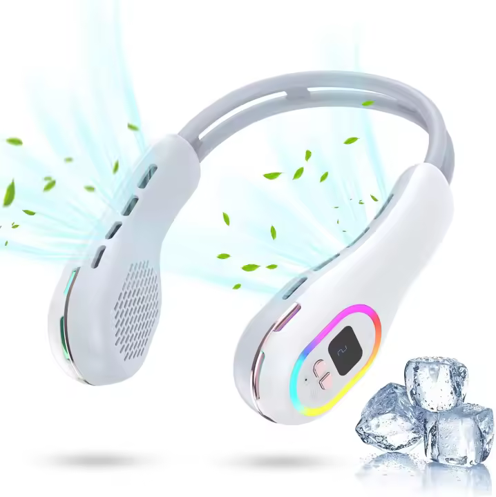 Ventilador de cuello portátil, ventilador de cuello recargable de 3600 mAh, ventilador de cuello personal sin aspas, manos libres, ventilador de cuello ultra silencioso (blanco) - 1