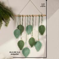 Tapiz Boho Hoja Macramé Tejido En Hilo Decoración De Pared Para Hogar Y Dormitorio Con Cordones De Madera Aesthetic Regalo - details 11