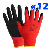 Pack de 12 pares guantes de trabajo gripflex antideslizantes | Nylon con recubrimiento de látex rugoso | Suministros Castro - details 0