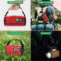 Radio De Emergencia Portátil 10000mAh Con Solar Y Manivela LED Flashlight Power Bank Recargable AM FM NOAA Weather Radio Cargador USB - details 29