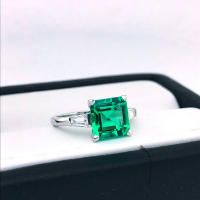 Anillo De Emeralda Sintética Creada Joyería De Zambesi Piedra Preciosa Para Mujer Plata 925 Color Regalo De Fiesta Boda - details 4