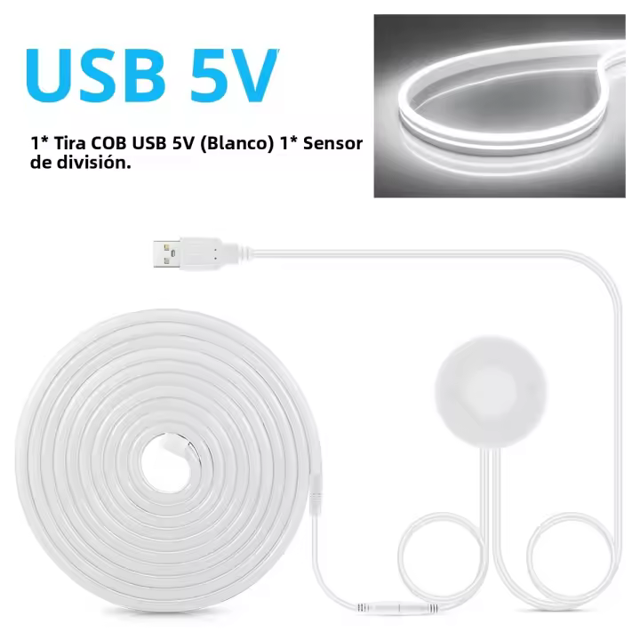 Tira De LED Neón 1-3m 5V Con Sensor De Toque Y Deslizamiento Control Dimmer Luz De Neón Para Decoración De Habitaciones Y Armarios - 1