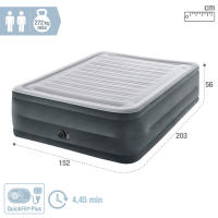 INTEX - Colchón hinchable doble deluxe comfort plush high-rise, cama queen hinchable, 152x203x56 cm, para 2 personas, máximo 272 kg, tacto suave, resistente a pinchazos, incorpora hinchador, con bolsa de transporte - details 3