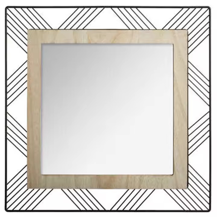 Espejo Cuadrado Decorativo de Hierro y Madera Atmosphera - 1