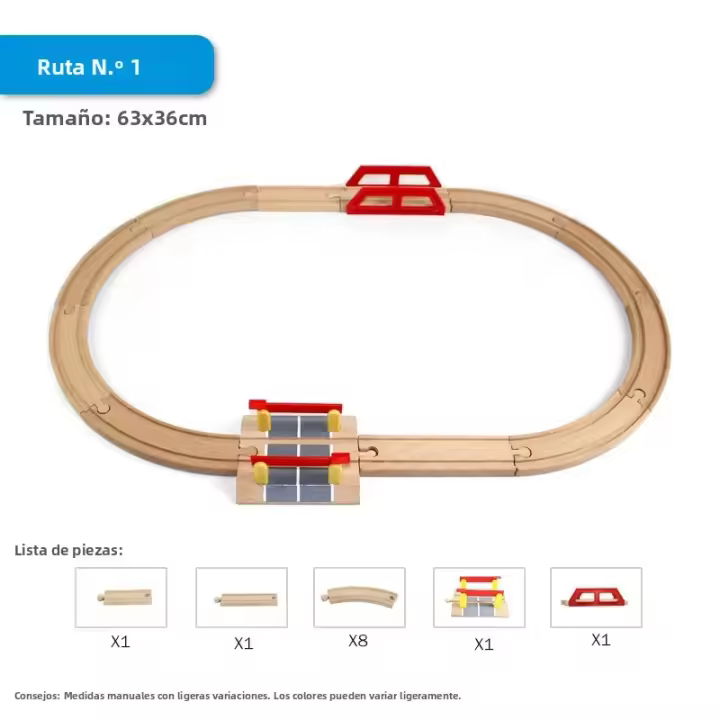 Accesorios De Pista De Tren De Madera Compatible Con Todas Las Marcas Anillo De Pista Circular Regalo Para Niños Edad 4-12 Años - 1