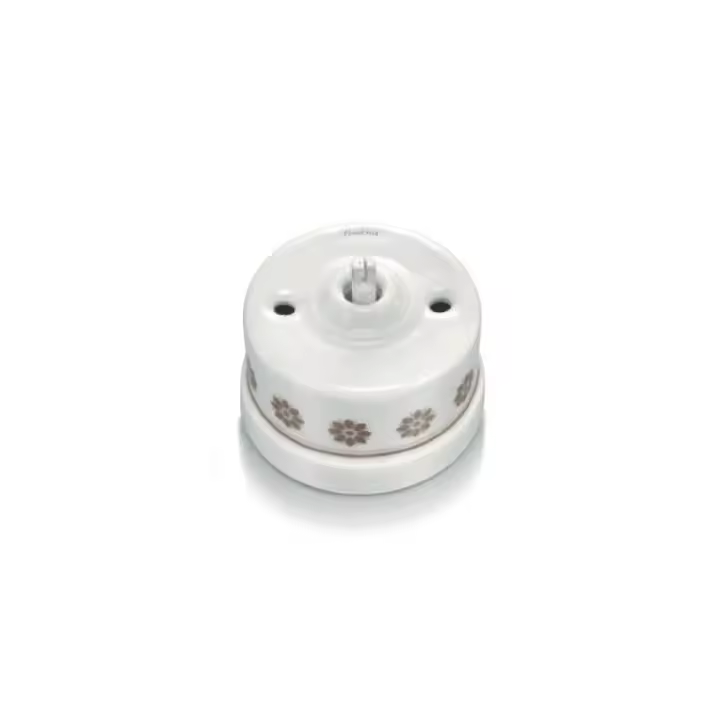 Fontini Doble Pulsador Rotativo 10AX 250V Sin Manecilla Porcelana Marrón/oro - 1