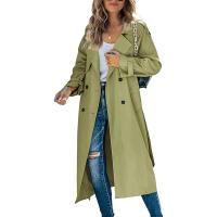 Abrigo De Trench Largo Para Mujer Con Doble Botón Y Cinturón Estilo Clásico Manga Larga Impermeable Con Bolsillos Cierre Único - details 8