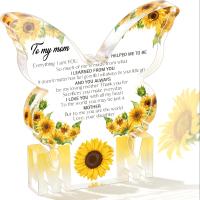 Regalo Para Mamá Placa De Acrílico En Forma De Mariposa Y Girasol Delicado Regalo De Cumpleaños Para Mamá De Hijo E Hija - details 0