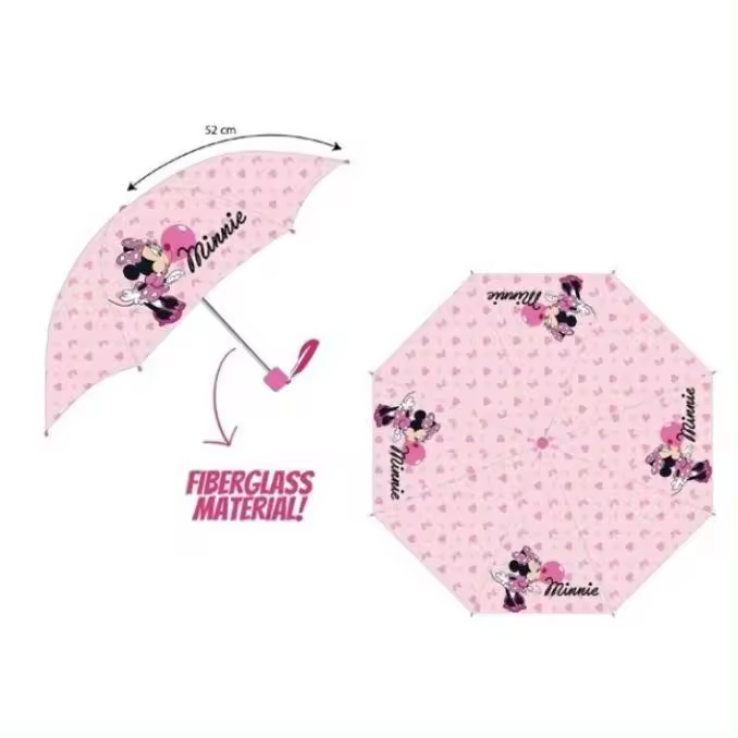 Paraguas Minnie Mouse Infantil 48cm Transparente Rosa | Niñas 3-8 Años | Resistente a la Lluvia | Disney Oficial - 1