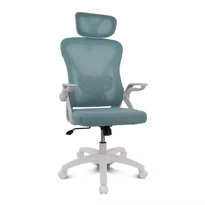 DRIFT GAMING DRAIR35 - Silla ergonómica de malla tensada transpirable, reclinable hasta 120º, reposabrazos abatibles, soporta hasta 120Kg, Blanca-Turquesa - 1