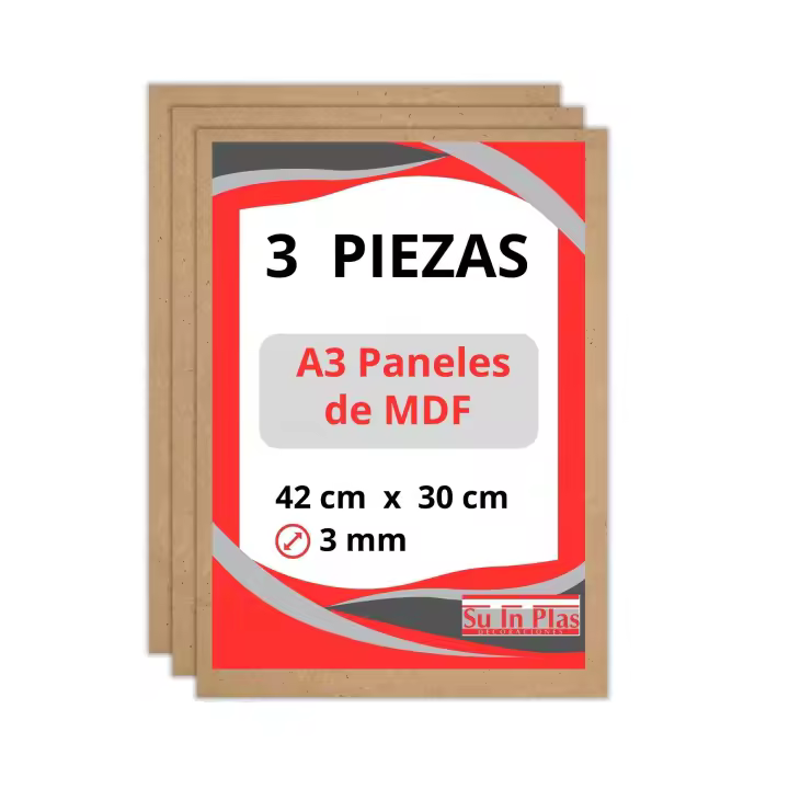 TABLERO MDF 3 mm A3 CORTE LASER, CNC, MANUALIDADES, BRICOLAGE - 1