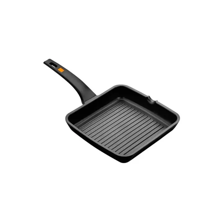 Bra - Grill con Rayas Efficient, De 20 a 28 cm, Plancha Asar Cocina Asador, Aluminio Fundido, Apto Inducción, Mango Ergonómico, Antiadherente - 1