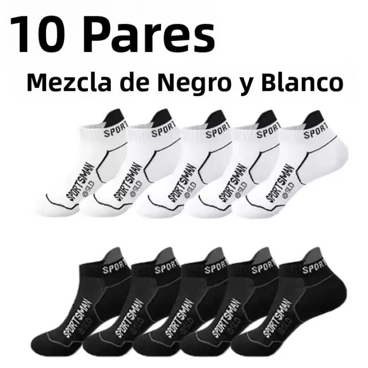 Calcetines Deportivos Para Hombre 10/12 Pares Algodón Poliéster Elastano Anti Olor Absorción De Sudor Malla Transpirable Para Verano Correr Casual - 1