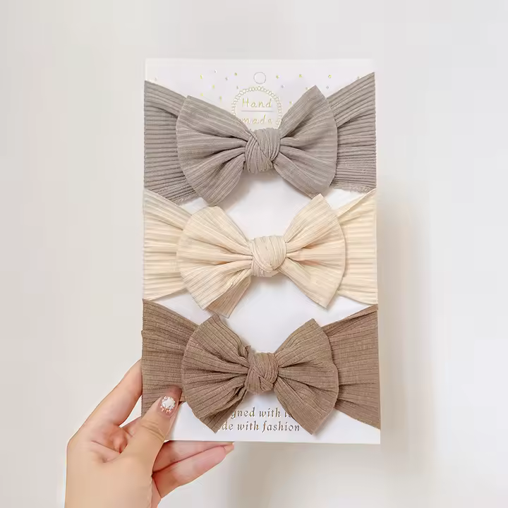 3Pcs/lot Headband Para Bebés Suave Con Gran Lazo Accesorios De Peluca Para Niñas Infantiles Nylon Cabeza De Muñeca Vestimenta - 1