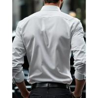 Camisa De Hombre 2025 Nueva Marca Color Sólido Manga Larga Estilo Casual Para Todas Las Estaciones Cierre Único Poliéster - details 9