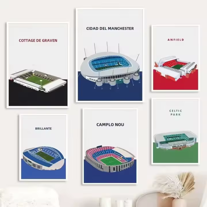 Pintura En Lienzo Deportiva De Campo De Fútbol Arte De Pared Poster Manchester City Anfield Estadio Decoración Para Habitación De Adolescentes - 1