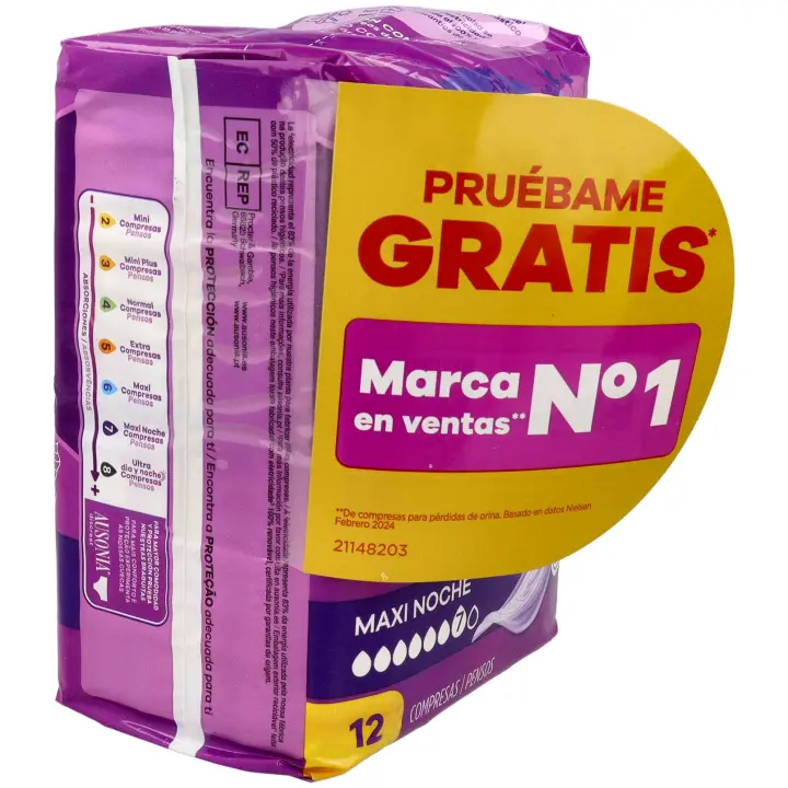 Ausonia Compresas para Pérdidas de Orina Discreet Maxi 12 uds - 1