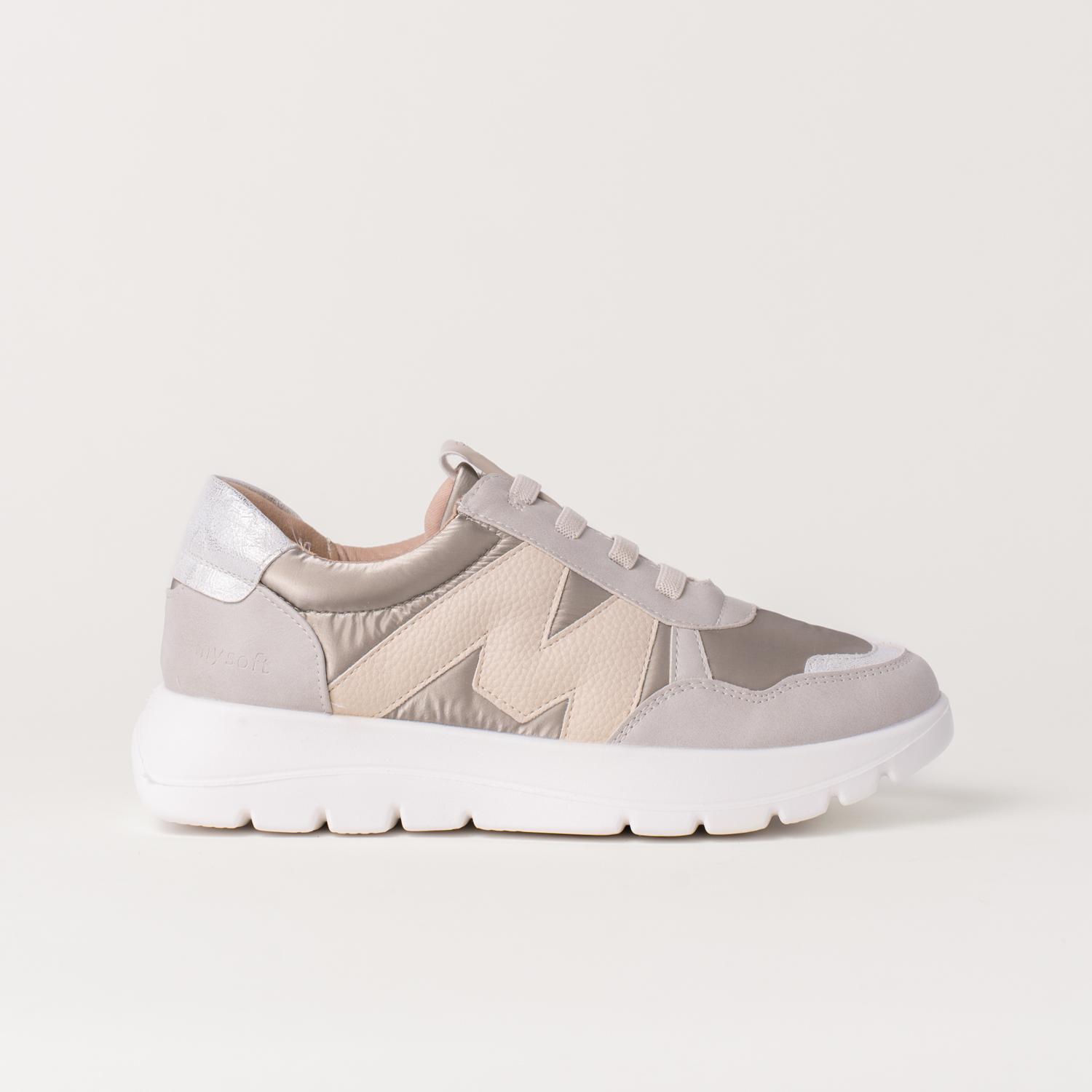 Mysoft 25M264 Zapatillas de mujer taupe en sintético 25M264