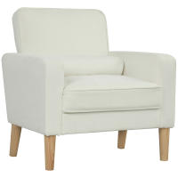 HOMCOM Sofá de Plaza Tapizado en Terciopelo Sofá de Salón de con Asiento Capitoné y Patas de Madera para Espacios Pequeños Dormitorio Sala de Estar Oficina Crema - details 0