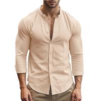 Camisa De Hombre Para Primavera Y Verano Algodón Y Lino Estilo Slim Casual Hawaii Color Sólido Transpirable Tops Versátiles - details 12
