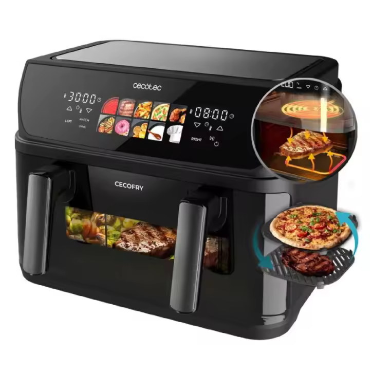 Cecotec Freidora de Aire 10L, 4 Resistencias, Air Fryer, Cecofry&Grill Duoheat 10000. 2800W, Dorado Perfecto y Sabor de Parrilla - 1