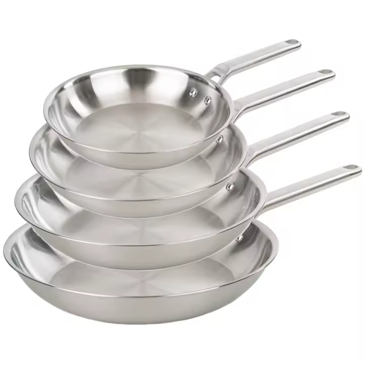 ARCOS Samoa Inox - Set 4 Sartenes Acero Inoxidable (20 / 24 / 28 / 30 cm) - Sin Antiadherente - Mango Inox - Base Inducción - 1