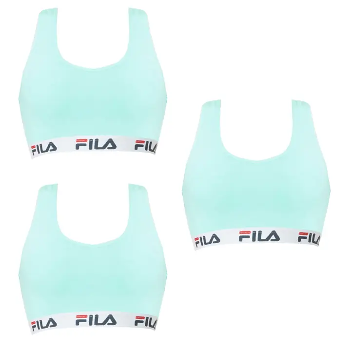 Pack 3 sujetadores deportivos FILA en color azul turquesa talla XS - 1