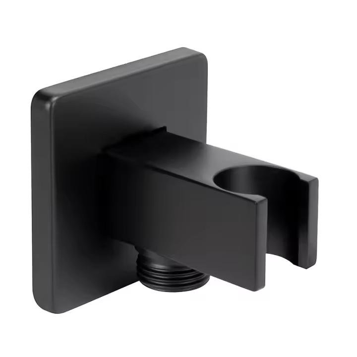 CA Codo de suministro de pared con soporte de ducha de mano Soporte de ducha cuadrado de latón macizo con ajuste - 1