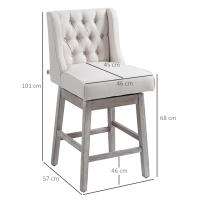 HOMCOM Juego de 2 Taburetes de Bar con Respaldo, Giratorios 180°, Taburetes Altos de Cocina con Reposapiés, Patas de Madera, para Salón, Comedor - details 7
