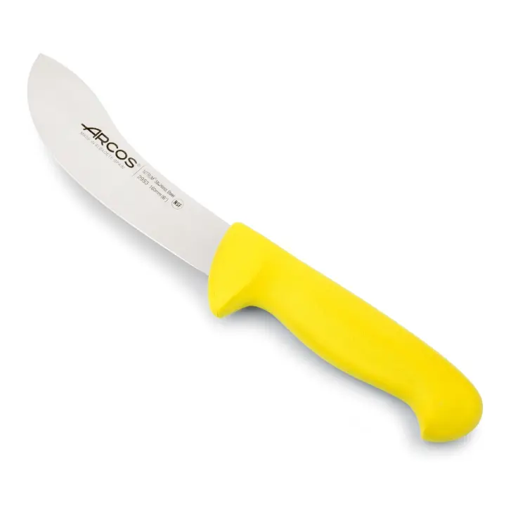 Arcos Cuchillo desollar con Hoja Acero Inoxidable 160 mm. Mango ergonómico polipropileno. Serie 2900. Cuenta con diferentes colores mango facilitar la identificación cada grupo alimentos. Color amarillo. - 1