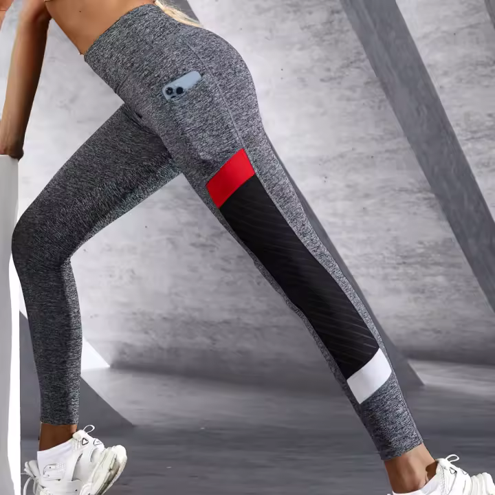 Leggings De Yoga Para Mujer Con Banda Alta De Malla Y Bolsillos Laterales Control De Abdomen Leggings Modelantes Para Ejercicio - 1