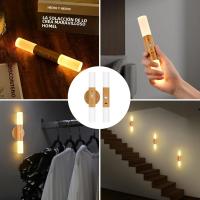 2PCS Luz Nocturna Sensor De Movimiento USB Recargable Madera 700mah LED Para Pared De Dormitorio Pasillo Escalera - details 13