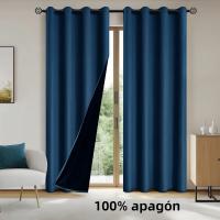 Cortinas De Blackout 100% En Color Sólido Para Protección Solar Y Aislamiento Total Para Dormitorio Y Sala De Estar - details 2