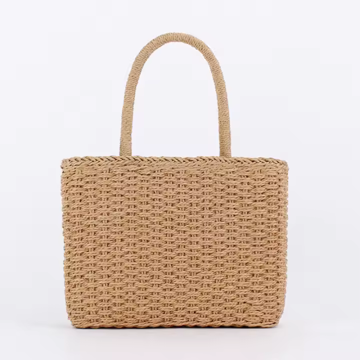 MOV Bolso de verano de alta calidad, gran capacidad, bolso de playa, bolso tote tejido sencillo - 1